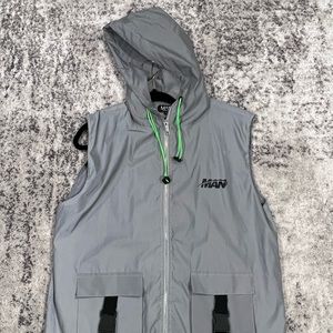 Boohoo Gray Sleeveless Hooded Jacket